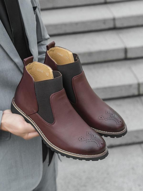 Men's Business Fashion Chelsea Boots, Fashionable PU Leather Boots for Work Office, Male All-match Shoes for Daily Wear