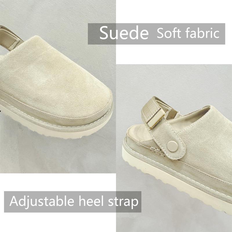 Fashion Adjustable Platform Clogs for Women's Casual Indoor Non Slip Comfortable Outdoor Slippers Suede Women's Mules & Clogs Girl Walking Shoes