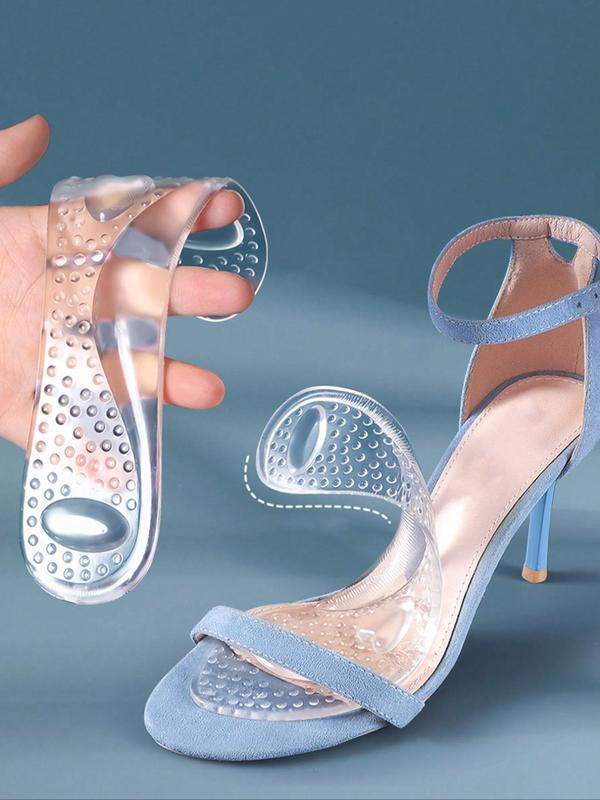 Clear Silicone High Heel Insoles, 1 Pair Arch Support Transparent High Heel Insoles, with Hear Decor, Anti-slip High Heel Insoles, Sandals Insoles for Women