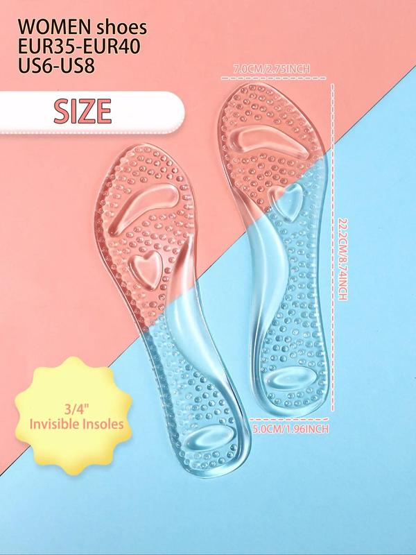 Clear Silicone High Heel Insoles, 1 Pair Arch Support Transparent High Heel Insoles, with Hear Decor, Anti-slip High Heel Insoles, Sandals Insoles for Women