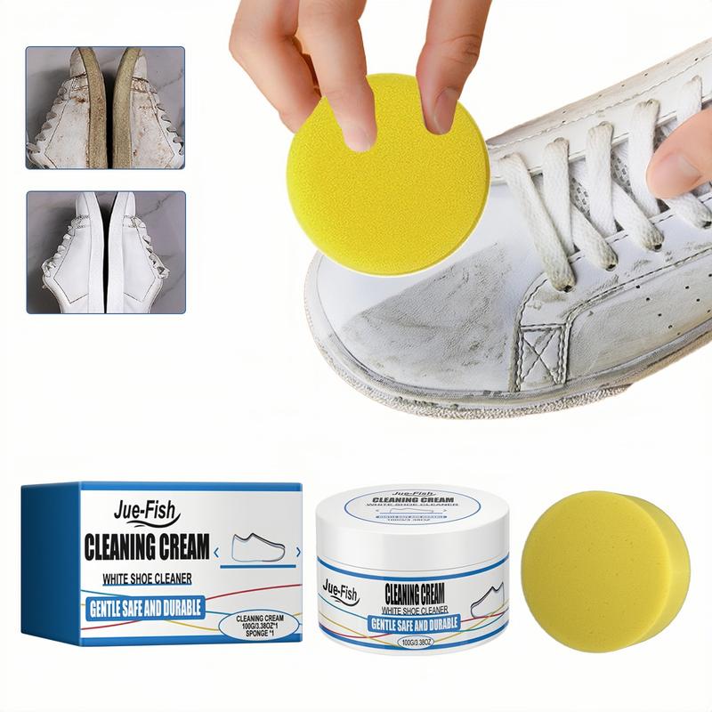 Jue-Fish Small White Shoe Cleaning Paste,Wash-Free Shoe Cleaning &Stain Removal Cleaner FootwearComfort Bedroom Walking Parent Tactica Tactical