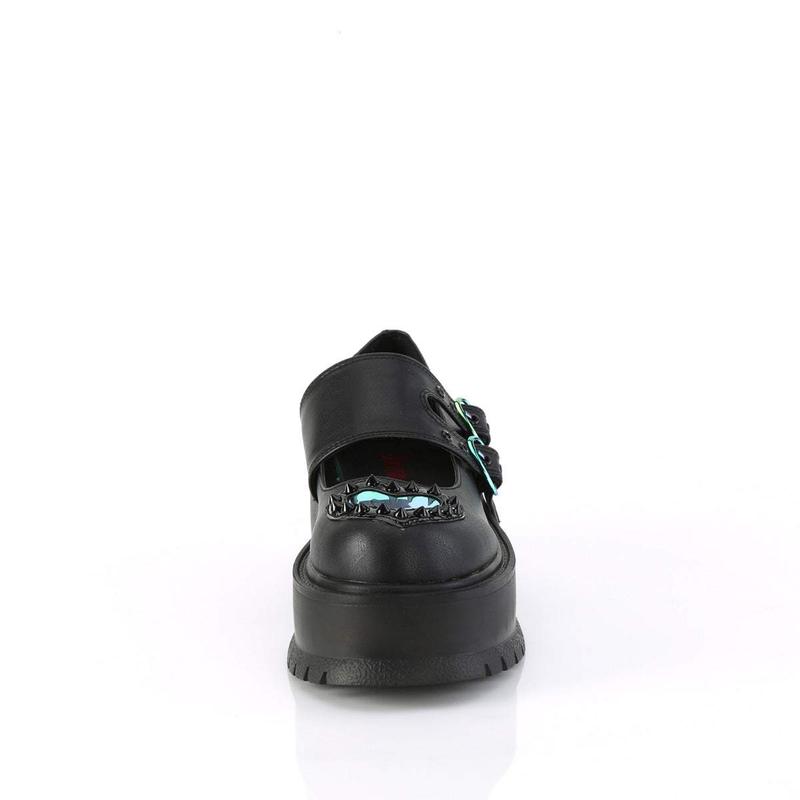 Demonia Slacker-25 Black Vegan Leather Platforms