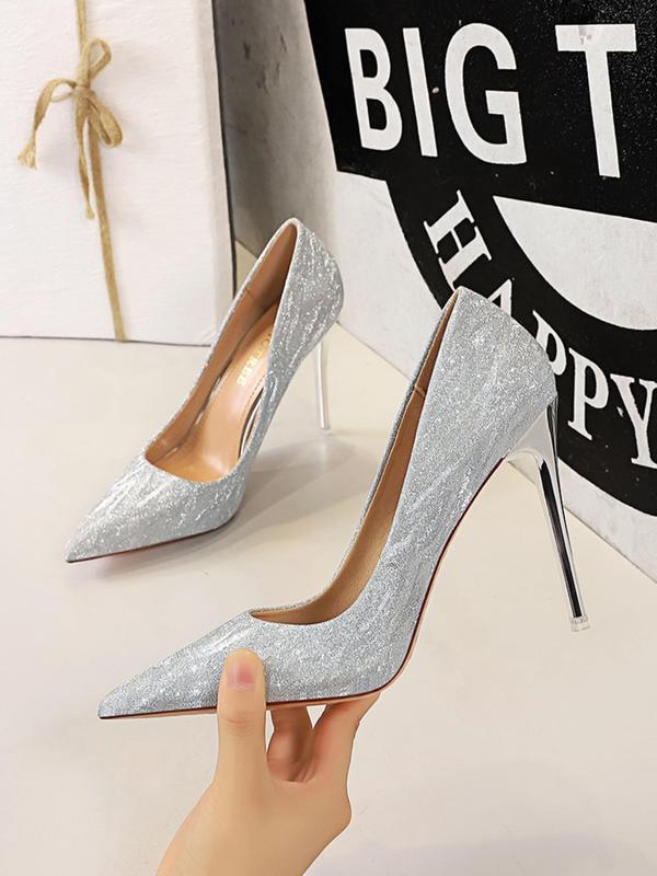 Women's Glitter Pointed Toe Stiletto Heels, Elegant High Heel Shoes for Party, Daily Clothing Decor, Shoes for Women & Girls