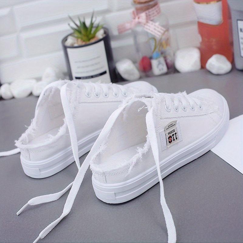 Women's Simple Canvas Shoes, Casual Lace Up Outdoor Shoes, Women's Lightweight Mule Sneakers