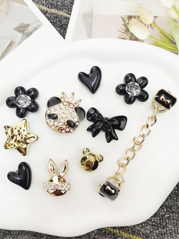 Cute Cartoon Design Shoe Charms, Rhinestone Decorated Shoe Buckles, Fashionable Shoes Decorations for Women & Girls