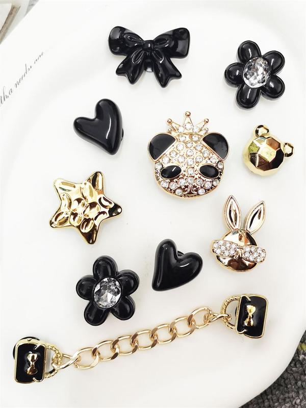 Cute Cartoon Design Shoe Charms, Rhinestone Decorated Shoe Buckles, Fashionable Shoes Decorations for Women & Girls