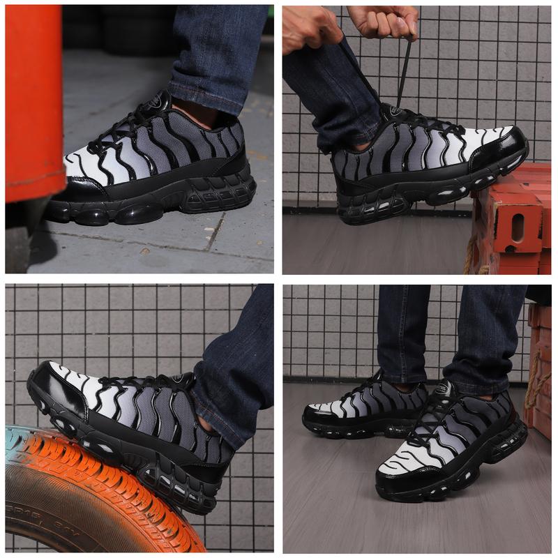 Safety Shoes as Father's Day Gift,Men's Sneakers,Lightweight Breathable Anti-smashing Steel Heel Work Shoes,Summer Comfortable Workers Walking Shoes,Round Toe Shoes construction boot