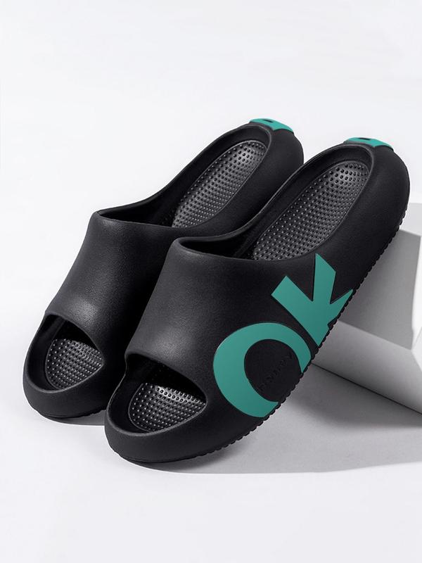 Men's Letter Pattern EVA Slides, Casual Soft Comfortable Home Slippers, Non-slip Slippers for Indoor Outdoor Beach Shower