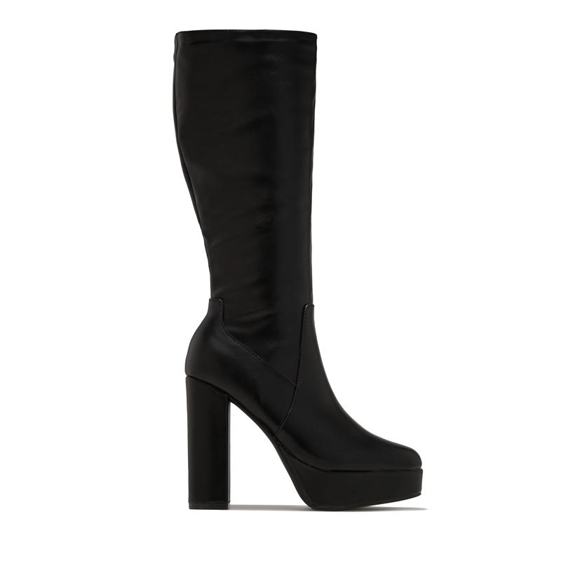 Ellie Platform Block Heel Boots - Black