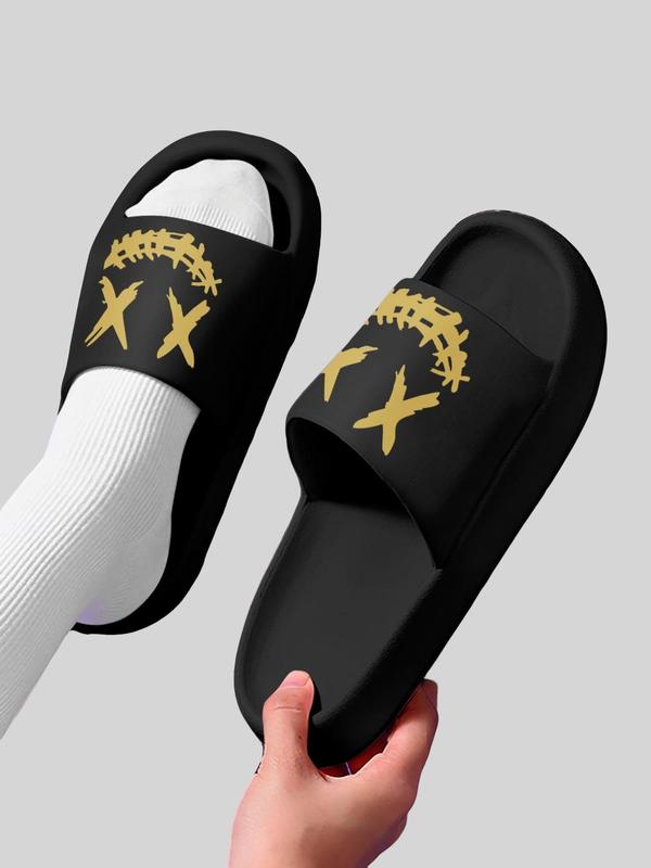 Men's Casual Letter Print Soft Slippers for Summer, Casual Comfortable Slippers, Comfort Home Bathroom Slippers, Outdoor Slide Slippers, Footwear, Summer 2024 Walking Shoes for Boy As Birthday Gifts