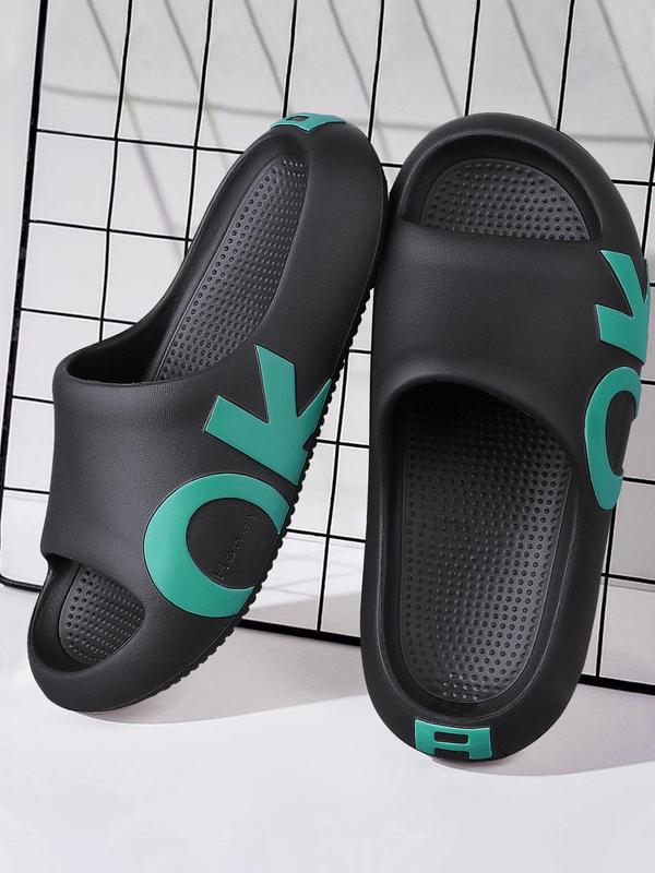 Men's Letter Pattern EVA Slides, Casual Soft Comfortable Home Slippers, Non-slip Slippers for Indoor Outdoor Beach Shower