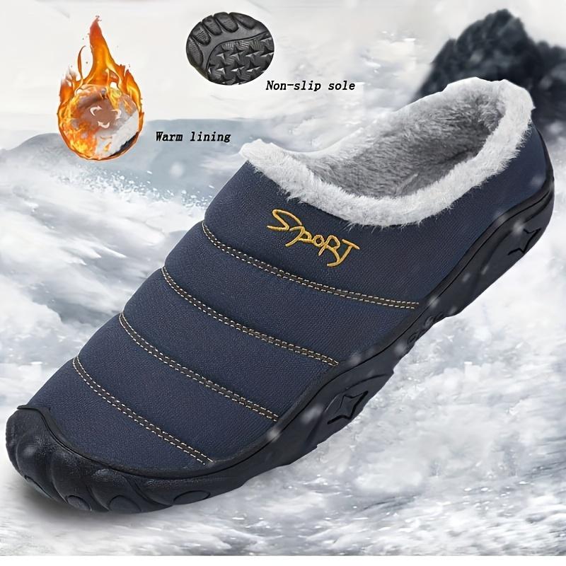 Men's Soft Plush Cozy House Slippers, Lightweight Breathable Anti-skid Slip-on Shoes With Fuzzy Lining For Indoor Walking, Autumn And Winter Boy Walking Shoes