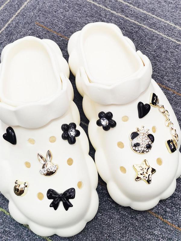 Cute Cartoon Design Shoe Charms, Rhinestone Decorated Shoe Buckles, Fashionable Shoes Decorations for Women & Girls