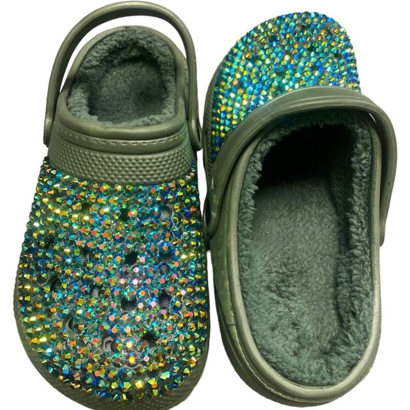 Shoes clogs with beautiful shine stones