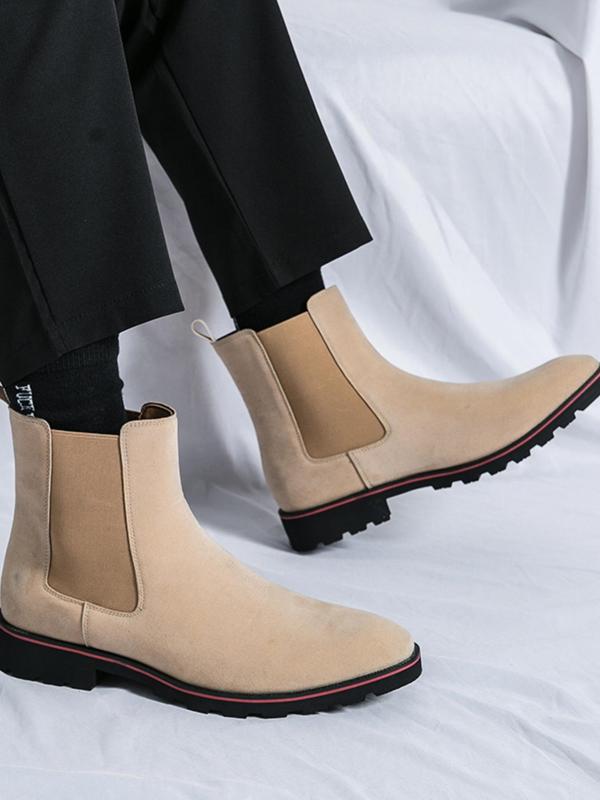 Men's Business Solid Color Chelsea Boots, Fashionable Comfortable Boots for Daily Wear, Perfect for Any Outfit for All Seasons