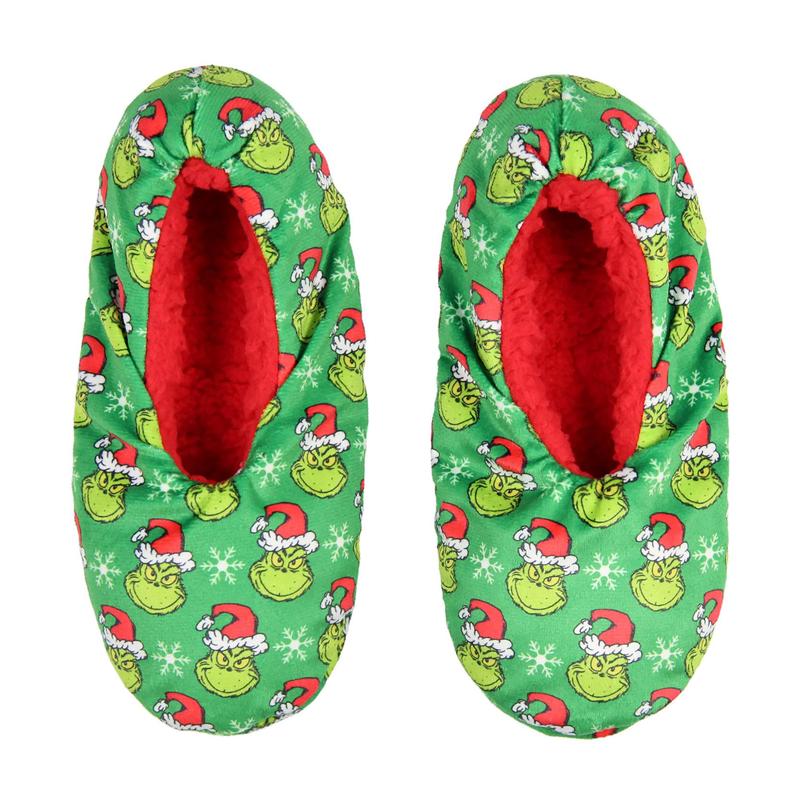 Dr. Seuss GRINCH That Stole Christmas Slippers Santa Grinch Slipper Socks with No-Slip Sole For Women Men