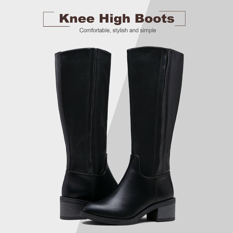 Women's 9661 Knee High Boots Riding High Boots with Inner Zipper and Side Hidden Elastic Band Walking Shoes Footwear Girl