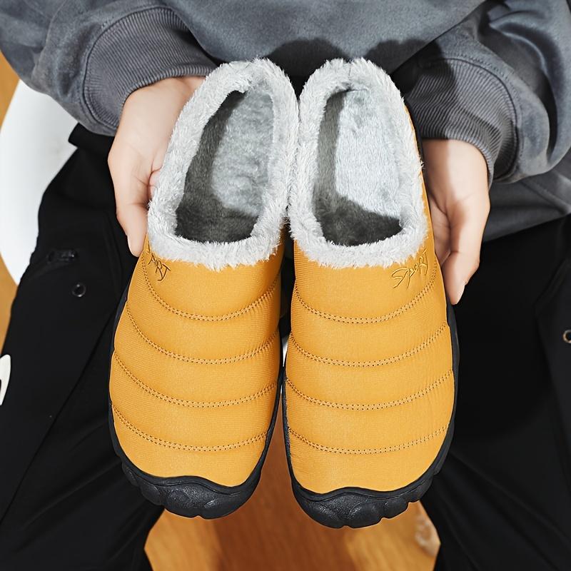 Men's Soft Plush Cozy House Slippers, Lightweight Breathable Anti-skid Slip-on Shoes With Fuzzy Lining For Indoor Walking, Autumn And Winter Boy Walking Shoes