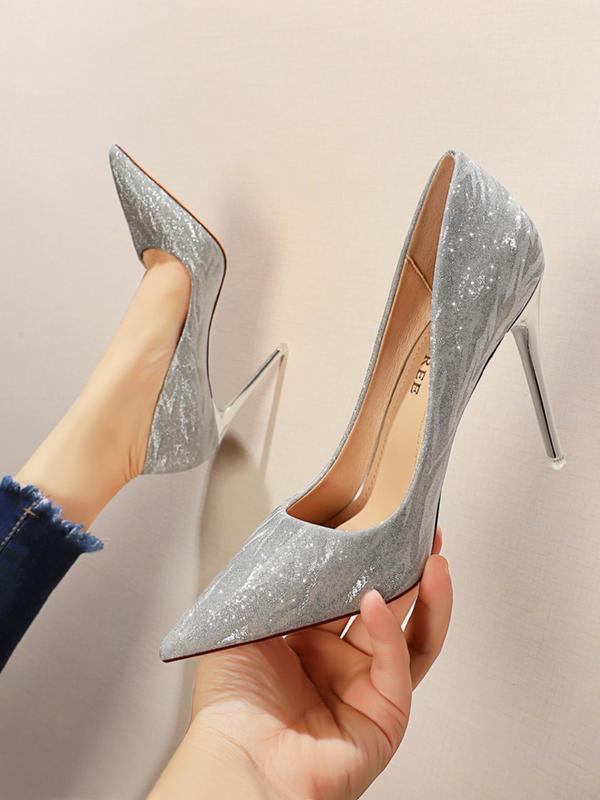 Women's Glitter Pointed Toe Stiletto Heels, Elegant High Heel Shoes for Party, Daily Clothing Decor, Shoes for Women & Girls