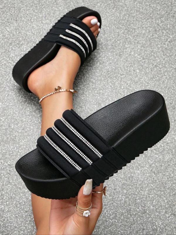 Women's Street Trend Slip on Flatform Slide Sandals, 1 Pair Minimalist Trendy Platform Slide Sandals, Summer 2024 All-match Soft Shoes for Beach Outfits for Daily Wear