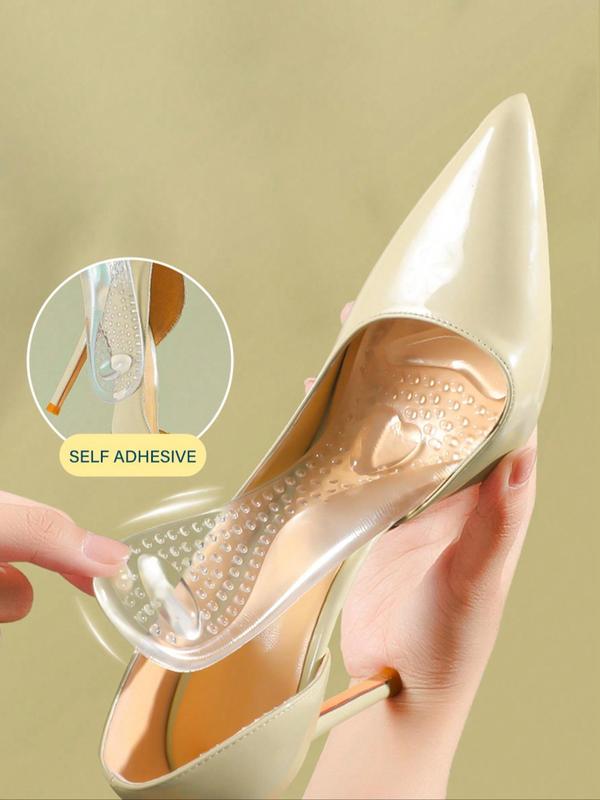 Clear Silicone High Heel Insoles, 1 Pair Arch Support Transparent High Heel Insoles, with Hear Decor, Anti-slip High Heel Insoles, Sandals Insoles for Women