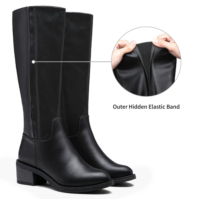 Women's 9661 Knee High Boots Riding High Boots with Inner Zipper and Side Hidden Elastic Band Walking Shoes Footwear Girl