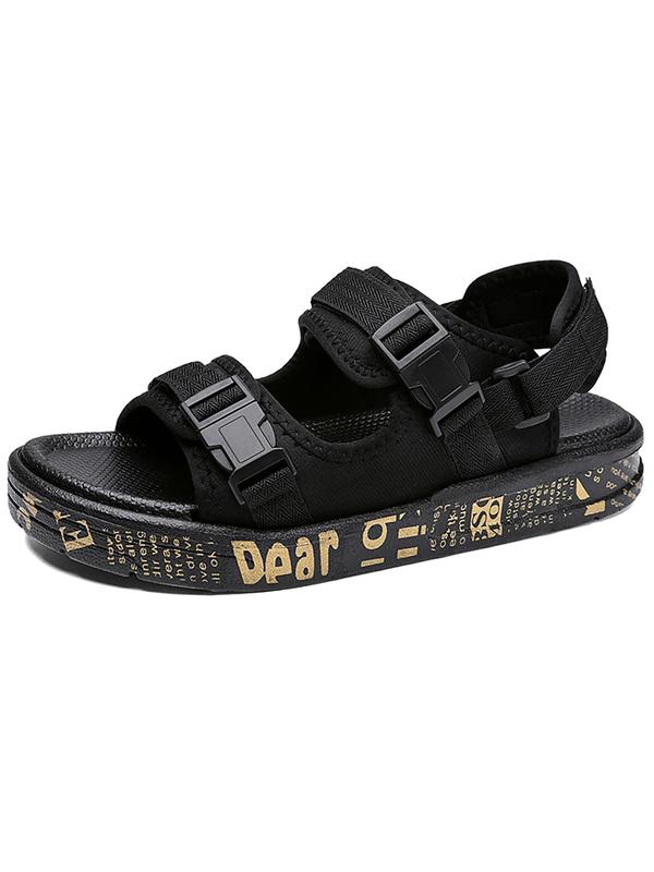 Men's Letter Pattern Buckle Decorated Removable Sandals, 2024 Casual Open Toe Soft Sole Sandals for Beach Daily Wear, Non-slip Sandals