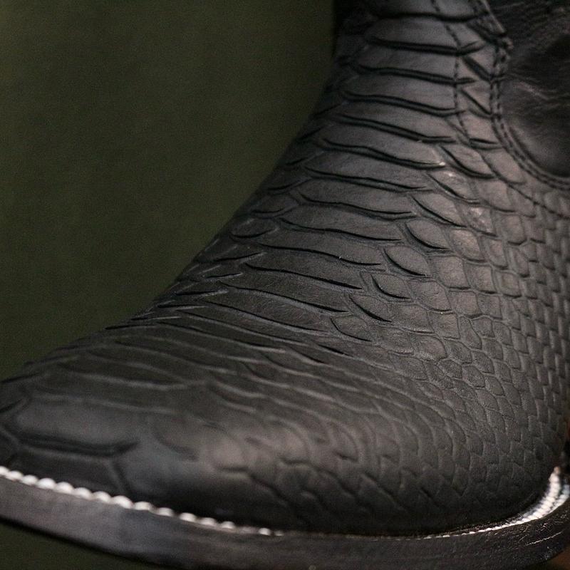 Men’s Matte Black Python Leather Boots