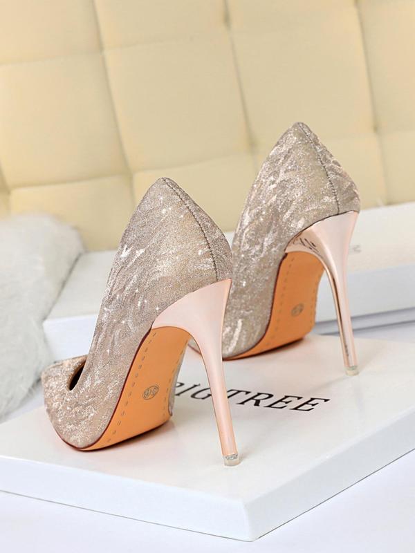 Women's Glitter Pointed Toe Stiletto Heels, Elegant High Heel Shoes for Party, Daily Clothing Decor, Shoes for Women & Girls