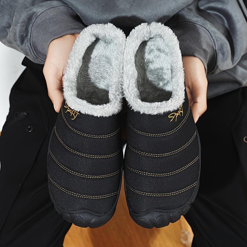 Men's Soft Plush Cozy House Slippers, Lightweight Breathable Anti-skid Slip-on Shoes With Fuzzy Lining For Indoor Walking, Autumn And Winter Boy Walking Shoes