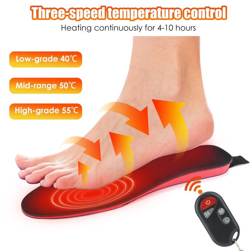 Electric Heated Insoles, 1 Pair Rechargeable Foot Warmer with 3 Temperature Settings, Shoe Insoles, Foot Accessories for Outdoor Camping Skiing Fishing Hunting, Foot Massager Footwear Comfort