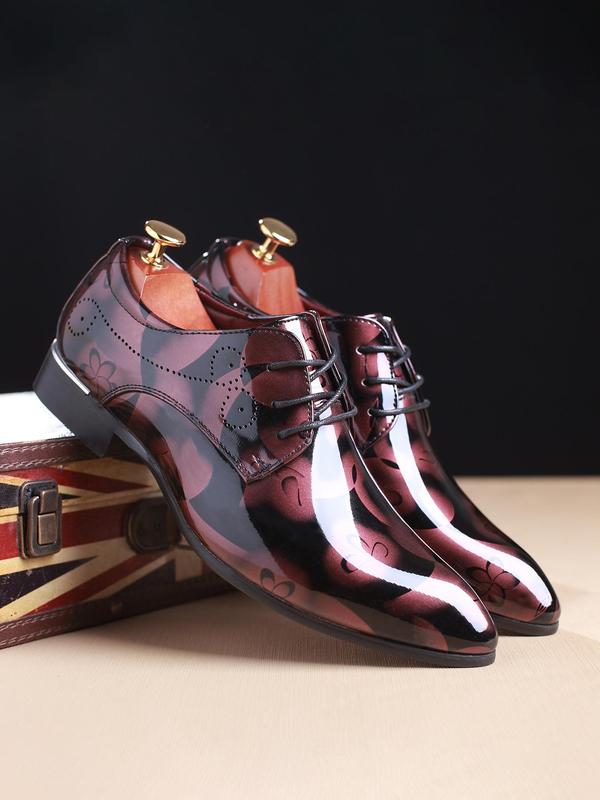 Men's Fashionable All Over Floral Print Lace Up Dress Shoes, Business Style Pointed Toe Shoes for Work Office, Fashion Shoes for Party, Daily Clothing Decor