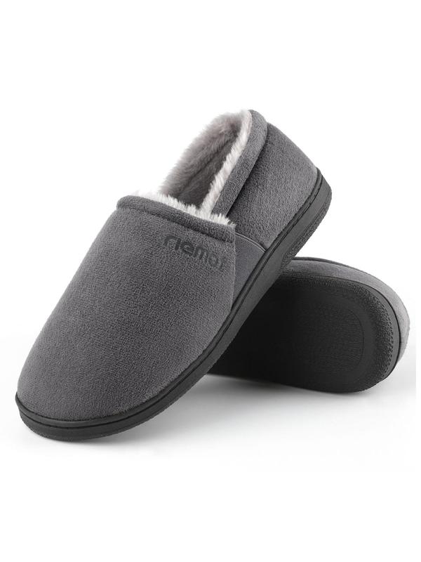 Men's Casual Solid Color Suede Moccasin Slippers, Cozy Memory Foam House Slippers with Anti Skid Rubber Sole, Warm House Shoes for Men