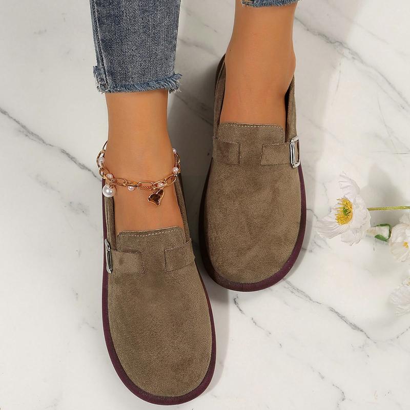 Women's  Cozy Suede Clogs With Arch Support, Buckle Adjustment Outdoor Comfortable Slip-Ons Footwear Girl