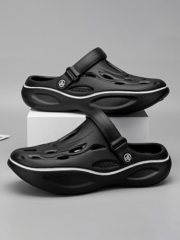 Men's Casual Hollow Out Design Clogs, Breathable Comfortable Non-slip Clogs, Fashionable Shoes for Indoor & Outdoor Wear