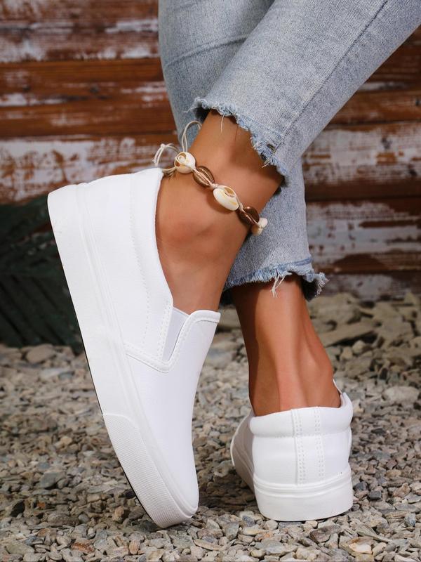 Women's Fashionable Plain Color Slip on Sneakers, Casual Comfortable Low Top Shoes for Daily Wear, Female All-match Round Toe Shoes for Daily Wear