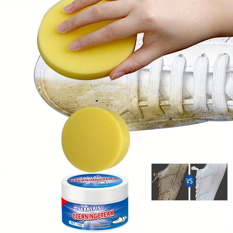 White Shoes Cleaning Cream Suit, Including Brushes and Polishing Cloth-Suitable for Brightening and Protecting White Sneaker, Artificial Leather and Cow Leather Footwear Comfort