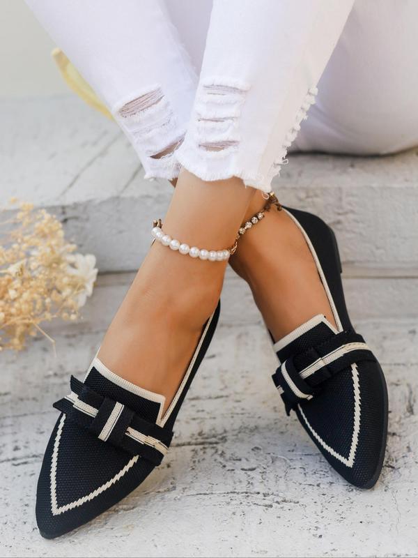 Women's Fashionable Bowknot Low Top Shoes, Casual Comfortable Breathable Slip-on Shoes for Daily Wear, Female All-match Pointed Toe Shoes for Daily Wear