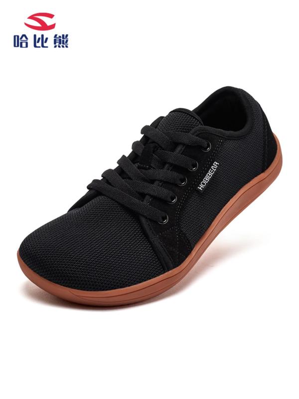 Men's Sporty Low Top Minimalist Sneakers As Gift, Casual Comfortable Lace Up Flat Barefoot Designer Sneakers Shoes, Non-slip Lace Up Flats for Daily Life As Gift, Fall Outfits, Fall Freshness