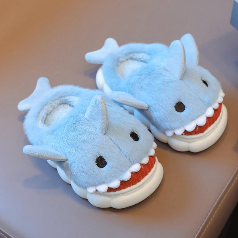 2023  Cartoon Cotton Slippers Lovely Soft Plush Whale Shark Fuzzy Slippers for Home Indoor Outdoor