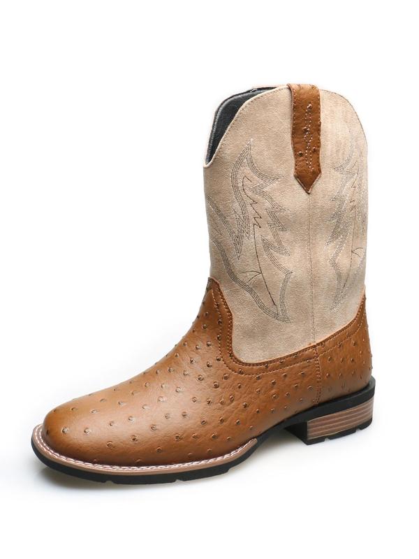 Men's Fashion Embroidered Design Cowboy Boots, Casual Comfortable Western Boots for Daily Wear, Fashion Shoes for Party, Daily Clothing Decor for Men