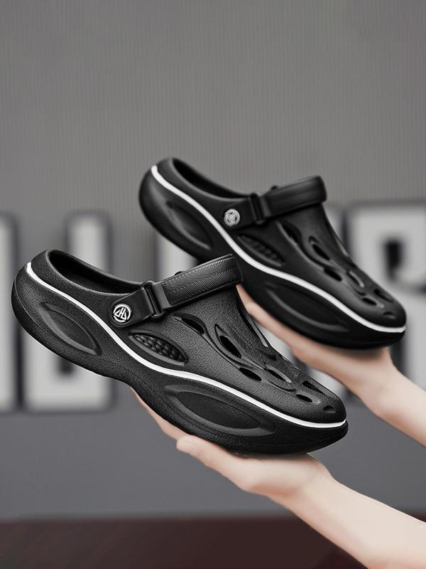 Men's Casual Hollow Out Design Clogs, Breathable Comfortable Non-slip Clogs, Fashionable Shoes for Indoor & Outdoor Wear