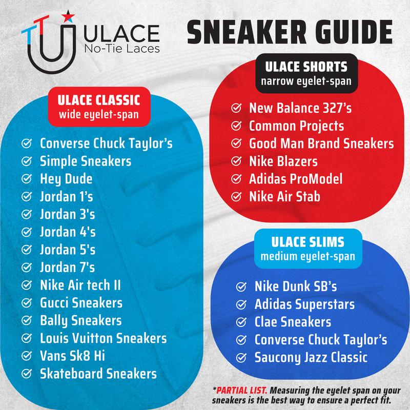 uLace Slim No-Tie Shoelaces: Stretchy, Easy-to-Install Elastic Laces for Sneakers - Set of 7 Footwear Comfort