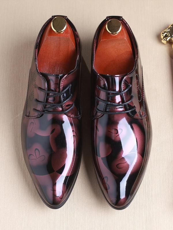 Men's Fashionable All Over Floral Print Lace Up Dress Shoes, Business Style Pointed Toe Shoes for Work Office, Fashion Shoes for Party, Daily Clothing Decor