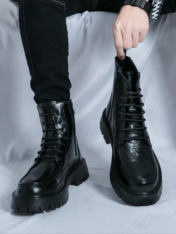 Men's Fashionable Lace Up Front Platform Boots, Casual Comfortable Boots for Daily Wear, Stylish All-match Boots for Men