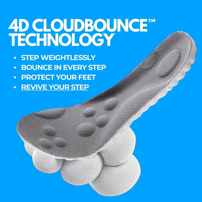 4D Memory Cloud Insoles - Men & Women’s Soft Shock Absorbing Shoe Inserts, Anti-Fatigue, Plantar Fasciitis Relief, Comfortable Foot Support