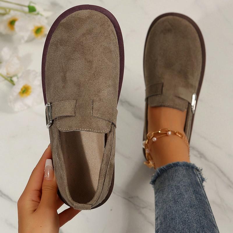 Women's  Cozy Suede Clogs With Arch Support, Buckle Adjustment Outdoor Comfortable Slip-Ons Footwear Girl