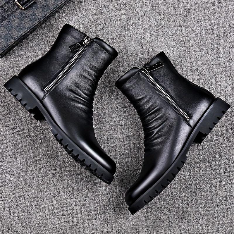 Men's Trend Solid Color High Top Leisure Boots, Comfortable Non-Slip Band Heel, Business Travel