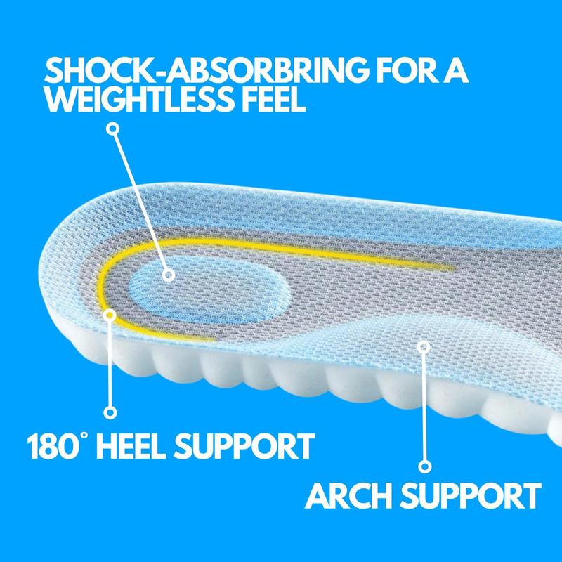 4D Memory Cloud Insoles - Men & Women’s Soft Shock Absorbing Shoe Inserts, Anti-Fatigue, Plantar Fasciitis Relief, Comfortable Foot Support