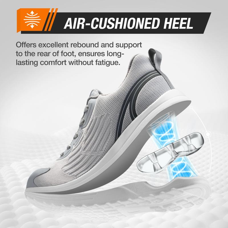 Steel Toe Shoes for Men Women, Breathable Work Shoes, Air Cushion Support, Slip Resistant and Puncture Proof Indestructible Shoes, EH Protection, Safety Shoes for Construction, Industrial Footwear Boy Lace up Comfort Walking Shoes